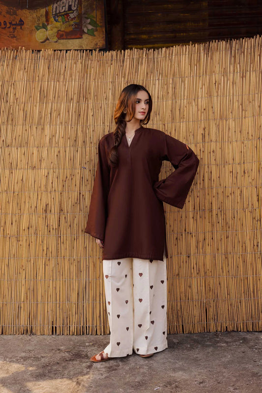 HART TOUCHING EMBROIDED 2 PCS brown (Copy)
